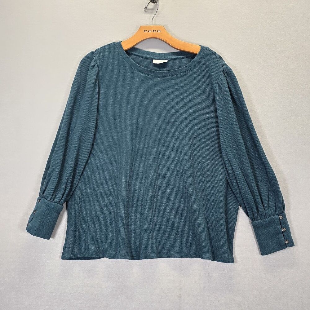 TALBOTS Teal Aqua 100% cotton knit button pullover sweater XL